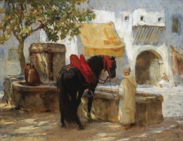 Árabe Painting - CHEVAL A LA FONTAINE Frederick Arthur Bridgman Árabe